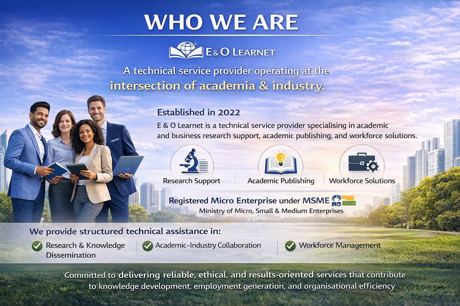 E & O LEARNET — Who We Are infographic